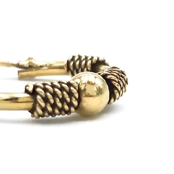 MONO ORECCHINO ETNICO CERCHIO BOMBATO SFERA CENTRALE UNISEX ARGENTO 925 DORATO 