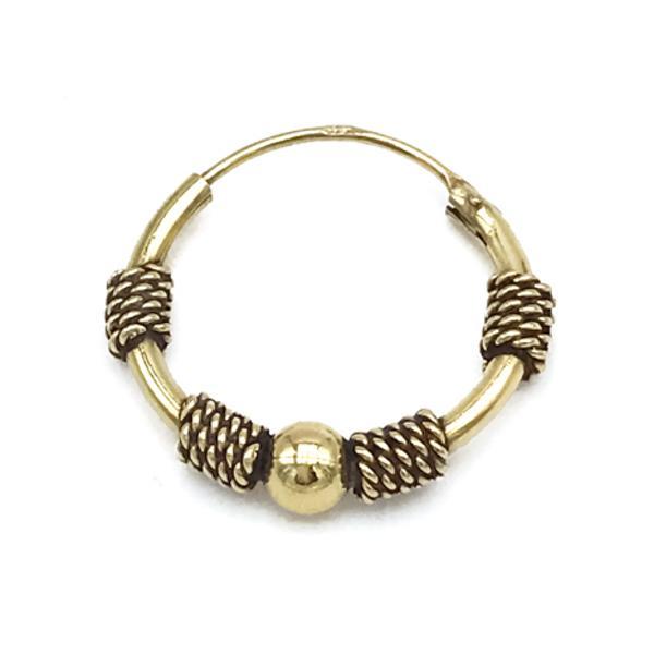 MONO ORECCHINO ETNICO CERCHIO BOMBATO SFERA CENTRALE UNISEX ARGENTO 925 DORATO 