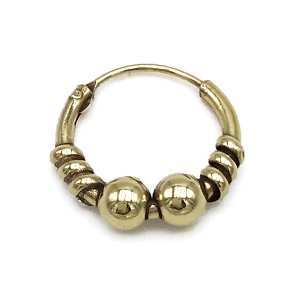MONO ORECCHINO ETNICO CERCHIO BOMBATO SFERE UNISEX ARGENTO 925  DORATO