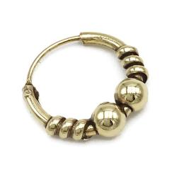 MONO ORECCHINO ETNICO CERCHIO BOMBATO SFERE UNISEX ARGENTO 925  DORATO