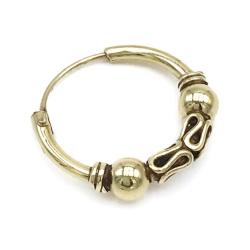 MONO ORECCHINO ETNICO CERCHIO BOMBATO SFERE UNISEX ARGENTO 925  DORATO 