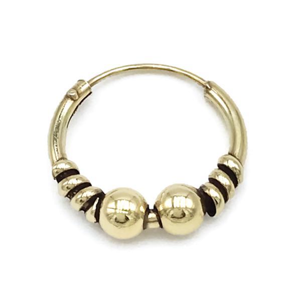 MONO ORECCHINO ETNICO CERCHIO BOMBATO SFERE UNISEX ARGENTO 925  DORATO