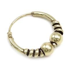 MONO ORECCHINO ETNICO CERCHIO BOMBATO SFERE UNISEX ARGENTO 925  DORATO