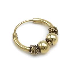 MONO ORECCHINO ETNICO CERCHIO BOMBATO SFERE UNISEX ARGENTO 925  DORATO 