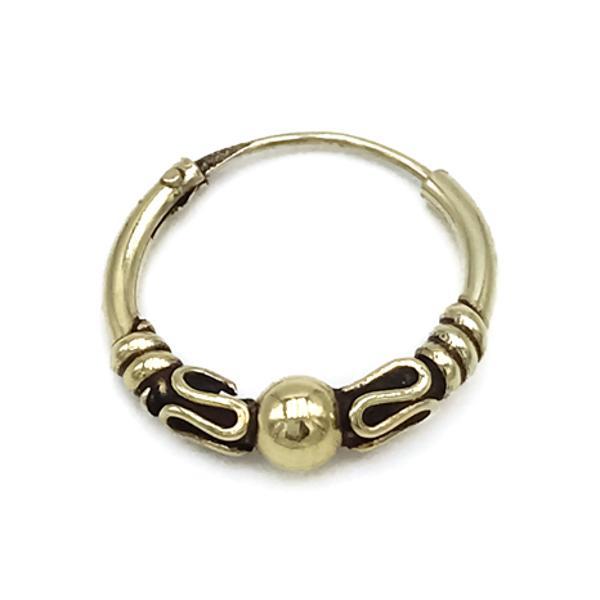 MONO ORECCHINO ETNICO CERCHIO BOMBATO SFERA CENTRALE UNISEX ARGENTO 925 DORATO 