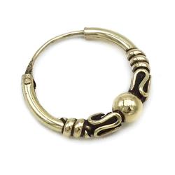 MONO ORECCHINO ETNICO CERCHIO BOMBATO SFERA CENTRALE UNISEX ARGENTO 925 DORATO 
