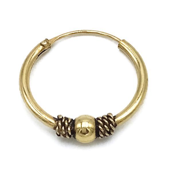 MONO ORECCHINO ETNICOCERCHIO BOMBATO SFERA CENTRALE UNISEX ARGENTO 925 DORATO 