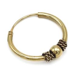MONO ORECCHINO ETNICOCERCHIO BOMBATO SFERA CENTRALE UNISEX ARGENTO 925 DORATO 