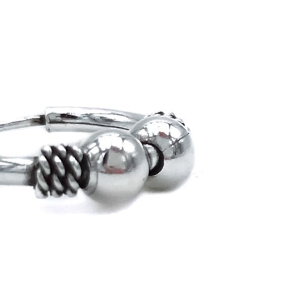 MONO ORECCHINO ETNICO CERCHIO BOMBATO SFERE UNISEX ARGENTO 925