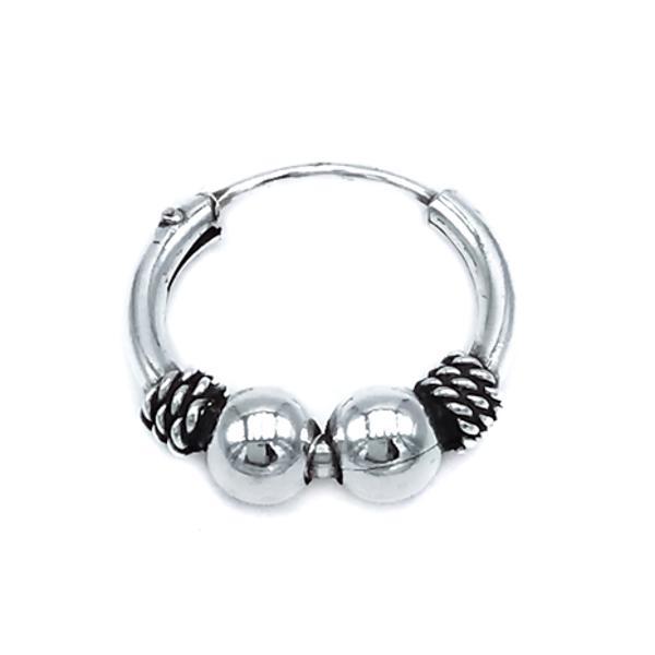 MONO ORECCHINO ETNICO CERCHIO BOMBATO SFERE UNISEX ARGENTO 925