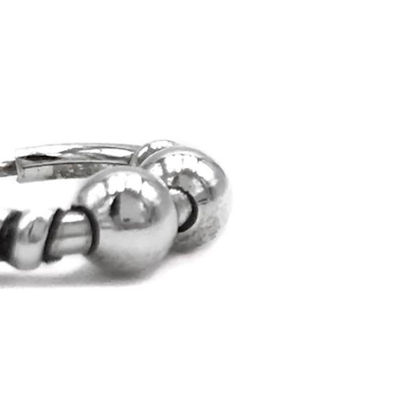 MONO ORECCHINO ETNICO CERCHIO BOMBATO SFERE UNISEX ARGENTO 925