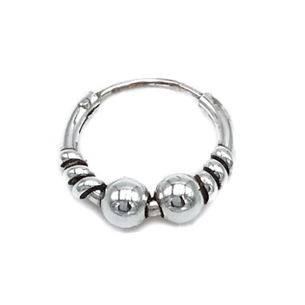 MONO ORECCHINO ETNICO CERCHIO BOMBATO SFERE UNISEX ARGENTO 925
