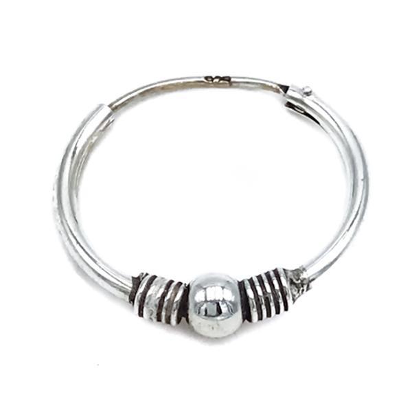 MONO ORECCHINO ETNICO CERCHIO BOMBATO SFERA CENTRALE UNISEX ARGENTO 925