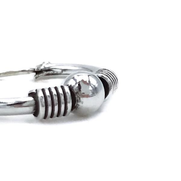 MONO ORECCHINO ETNICO CERCHIO BOMBATO SFERA CENTRALE UNISEX ARGENTO 925