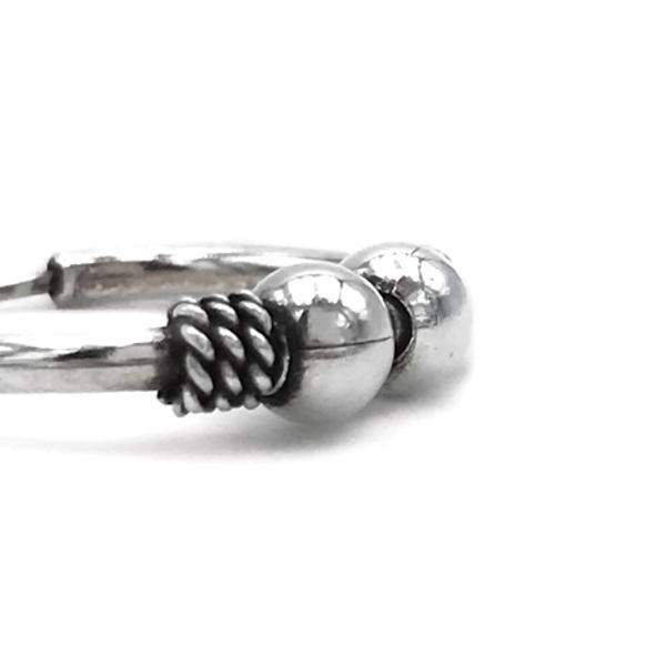 MONO ORECCHINO ETNICO CERCHIO BOMBATO SFERE UNISEX ARGENTO 925
