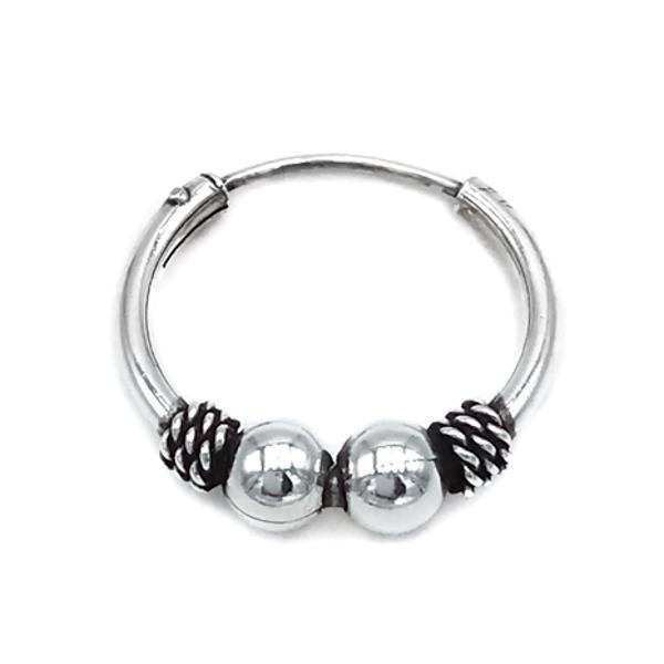 MONO ORECCHINO ETNICO CERCHIO BOMBATO SFERE UNISEX ARGENTO 925