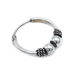 MONO ORECCHINO ETNICO CERCHIO BOMBATO SFERE UNISEX ARGENTO 925