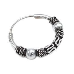 MONO ORECCHINO ETNICO CERCHIO BOMBATO SFERE UNISEX ARGENTO 925