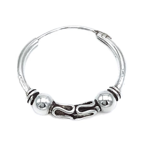 MONO ORECCHINO ETNICO CERCHIO BOMBATO SFERE UNISEX ARGENTO 925