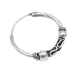 MONO ORECCHINO ETNICO CERCHIO BOMBATO SFERE UNISEX ARGENTO 925