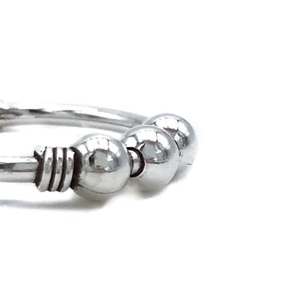 MONO ORECCHINO ETNICO CERCHIO BOMBATO SFERE UNISEX ARGENTO 925