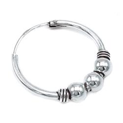 MONO ORECCHINO ETNICO CERCHIO BOMBATO SFERE UNISEX ARGENTO 925