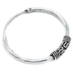 MONO ORECCHINO ETNICO CERCHIO BOMBATO MODANATURA UNISEX ARGENTO 925