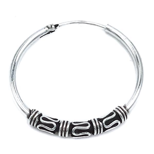 MONO ORECCHINO ETNICO CERCHIO BOMBATO MODANATURA UNISEX ARGENTO 925