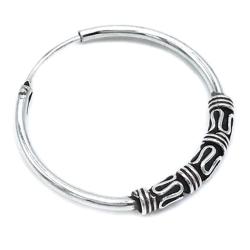 MONO ORECCHINO ETNICO CERCHIO BOMBATO MODANATURA UNISEX ARGENTO 925