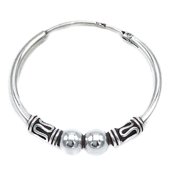 MONO ORECCHINO ETNICO CERCHIO BOMBATO SFERE UNISEX ARGENTO 925