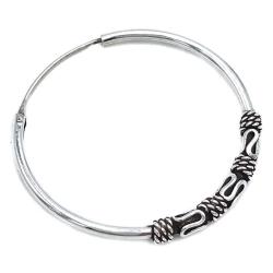 MONO ORECCHINO ETNICO CERCHIO BOMBATO MODANATURA UNISEX ARGENTO 925