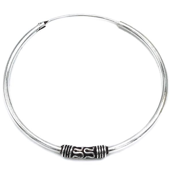 MONO ORECCHINO ETNICO CERCHIO BOMBATO MODANATURA UNISEX ARGENTO 925