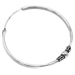 MONO ORECCHINO ETNICO CERCHIO BOMBATO SFERA CENTRALE UNISEX ARGENTO 925