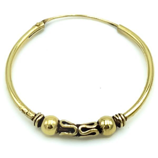 MONO ORECCHINO ETNICO CERCHIO BOMBATO SFERE UNISEX ARGENTO 925 DORATO