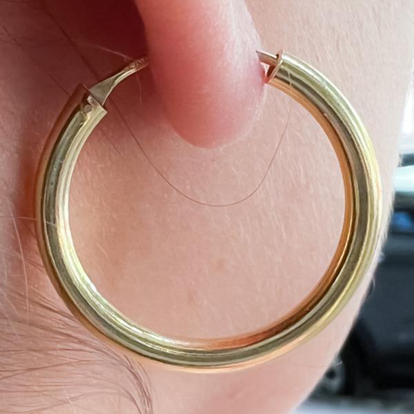 MONO ORECCHINO ETNICO CERCHIO BOMBATO LISCIO UNISEX ARGENTO 925 DORATO