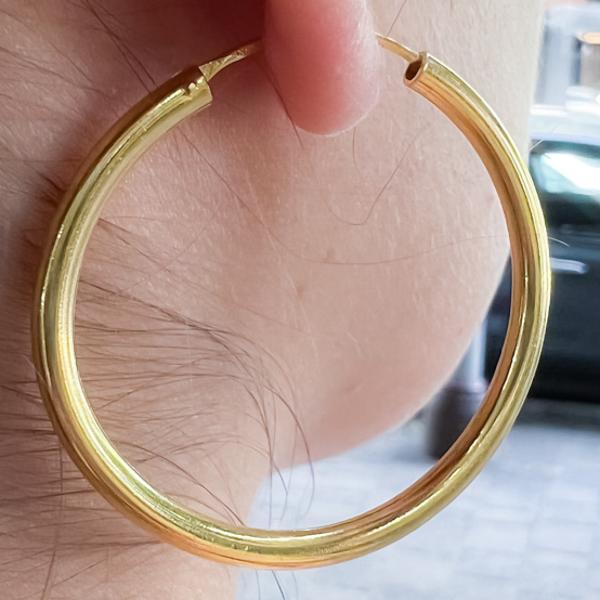 MONO ORECCHINO ETNICO CERCHIO BOMBATO LISCIO UNISEX ARGENTO 925 DORATO 