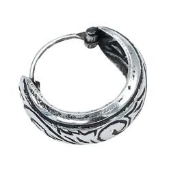MONO ORECCHINO ETNICO ROCK CERCHIO BOMBATO INCISO UNISEX ARGENTO 925