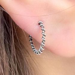 MONO ORECCHINO ETHNIC CERCHIETTO SPIRALE CHIUSURA SCOMPARSA UNISEX ARGENTO 925