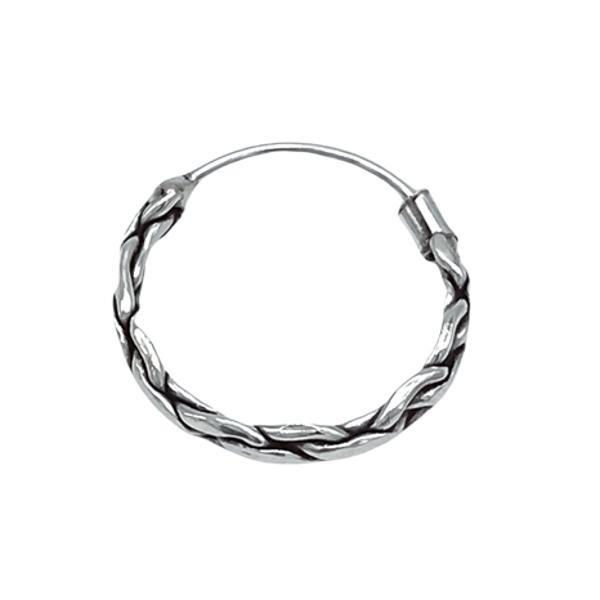 MONO ORECCHINO ROPE CERCHIETTO MOTIVO CORDA CHIUSURA SCOMPARSA UNISEX ARGENTO 925