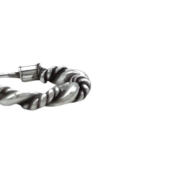 MONO ORECCHINO ETHNIC TWIST CERCHIETTO INTRECCIO BOMBATO CHIUSURA SCOMPARSA UNISEX ARGENTO 925