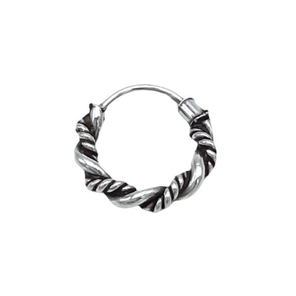 MONO ORECCHINO ETHNIC TWIST CERCHIETTO INTRECCIO BOMBATO CHIUSURA SCOMPARSA UNISEX ARGENTO 925