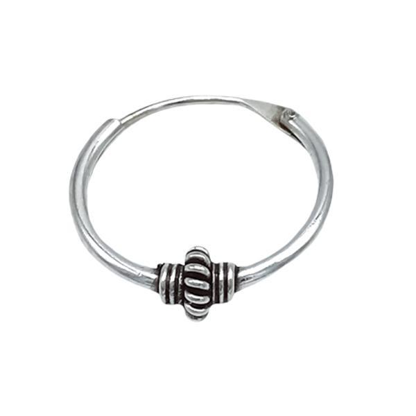 MONO ORECCHINO ETHNIC CERCHIO BOMBATO RONDELLA CHIUSURA SCOMPARSA UNISEX ARGENTO 925