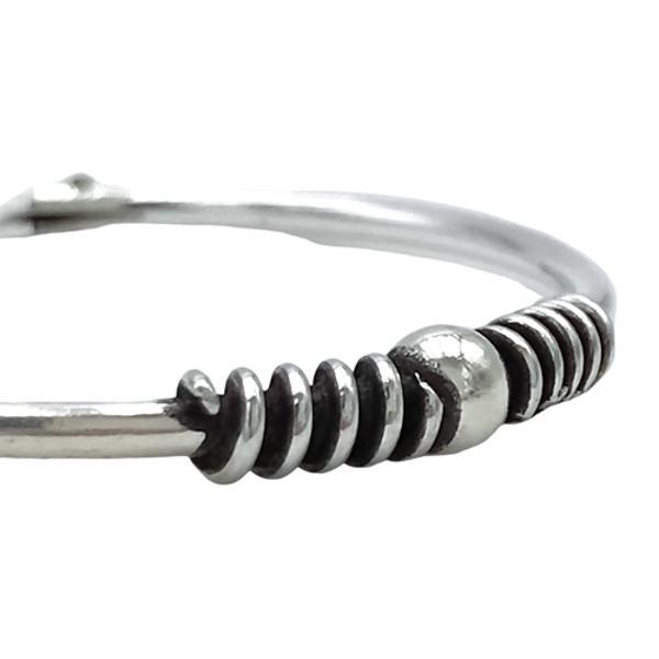 MONO ORECCHINO ETHNIC CERCHIO BOMBATO SPIRALI SFERA CENTRLE CHIUSURA SCOMPARSA UNISEX  ARGENTO 925