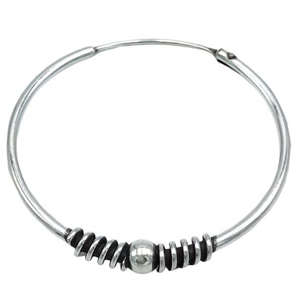 MONO ORECCHINO ETHNIC CERCHIO BOMBATO SPIRALI SFERA CENTRLE CHIUSURA SCOMPARSA UNISEX  ARGENTO 925