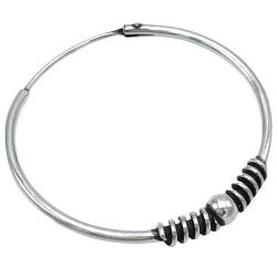 MONO ORECCHINO ETHNIC CERCHIO BOMBATO SPIRALI SFERA CENTRLE CHIUSURA SCOMPARSA UNISEX  ARGENTO 925