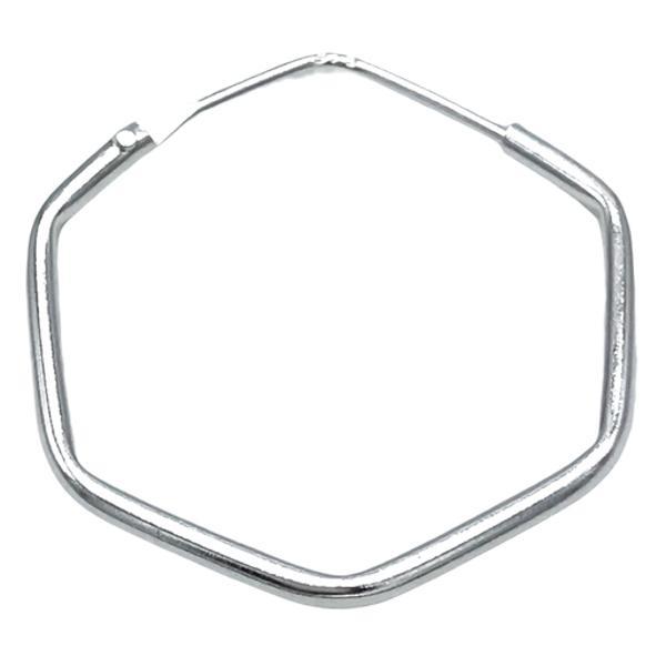 MONO ORECCHINO HEXAGON MINIMAL ESAGONALE BOMBATO  LUCIDOA CHIUSURA SCOMPARSA UNISEX ARGENTO 925