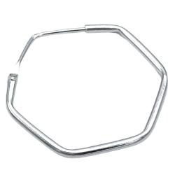 MONO ORECCHINO HEXAGON MINIMAL ESAGONALE BOMBATO  LUCIDOA CHIUSURA SCOMPARSA UNISEX ARGENTO 925