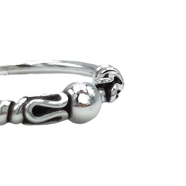 MONO ORECCHINO CERCHIO SPIRALI MODANATURE SFERA CENTRALE CHIUSURA SCOMPARSA UNISEX ARGENTO 925