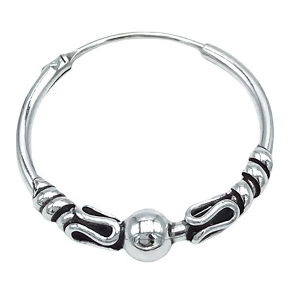 MONO ORECCHINO CERCHIO SPIRALI MODANATURE SFERA CENTRALE CHIUSURA SCOMPARSA UNISEX ARGENTO 925