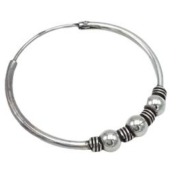 MONO ORECCHINO CERCHIO BOMBATO SPIRALI SFERE CENTRALI CHIUSURA SCOMPARSA UNISEX ARGENTO 925